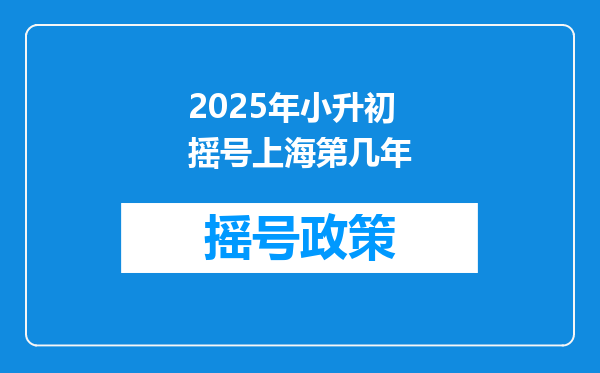 2025年小升初摇号上海第几年