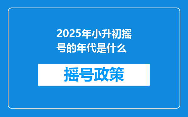 2025年小升初摇号的年代是什么