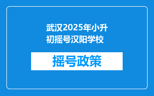 武汉2025年小升初摇号汉阳学校