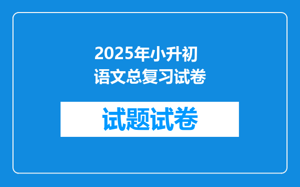 2025年小升初语文总复习试卷