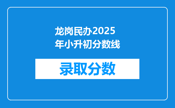 龙岗民办2025年小升初分数线