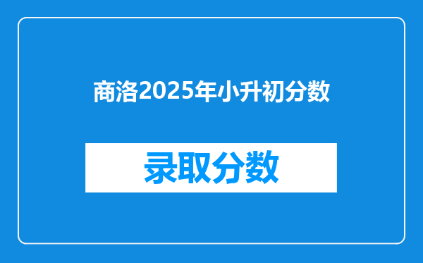 商洛2025年小升初分数