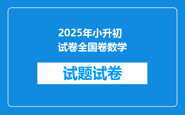 2025年小升初试卷全国卷数学