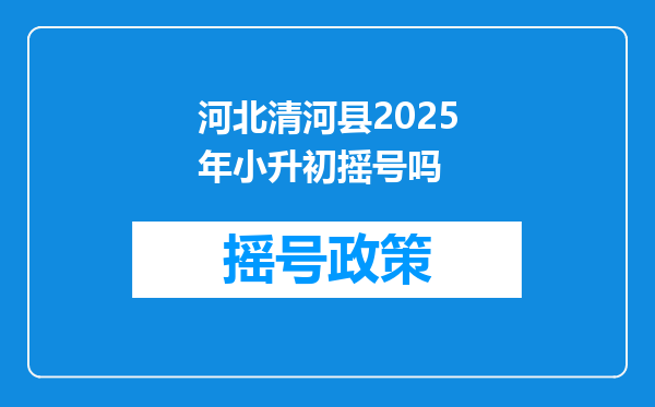 河北清河县2025年小升初摇号吗