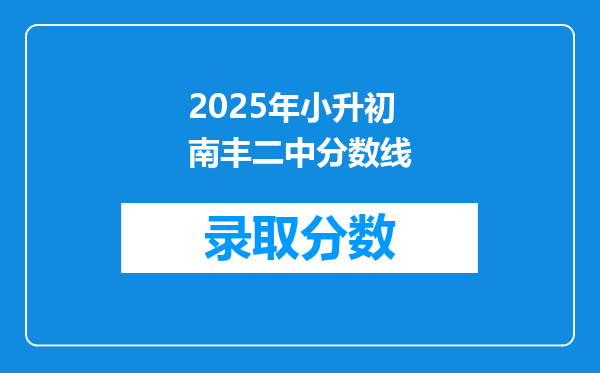 2025年小升初南丰二中分数线