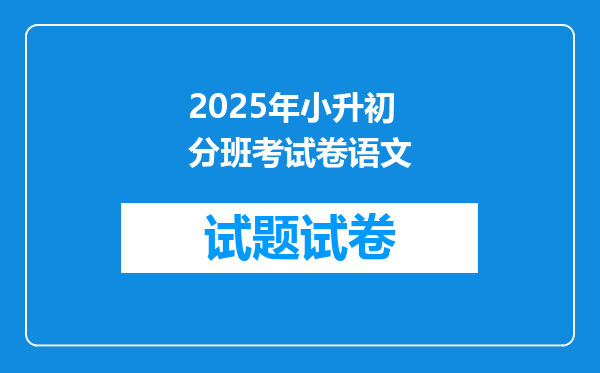 2025年小升初分班考试卷语文