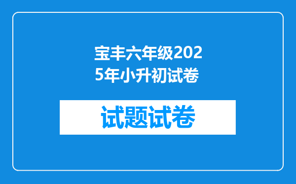 宝丰六年级2025年小升初试卷