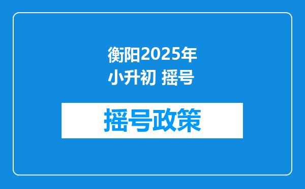 衡阳2025年小升初 摇号