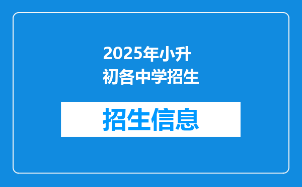 2025年小升初各中学招生