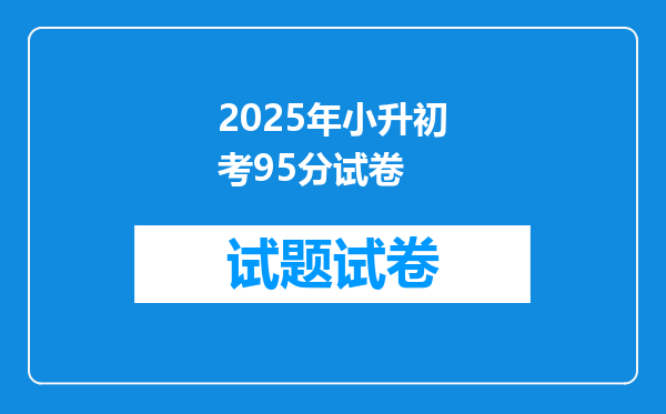 2025年小升初考95分试卷