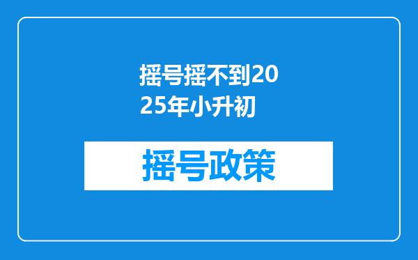 摇号摇不到2025年小升初