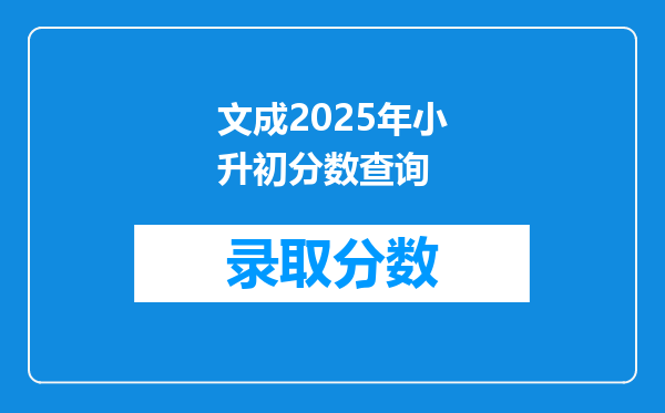 文成2025年小升初分数查询