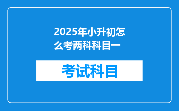 2025年小升初怎么考两科科目一