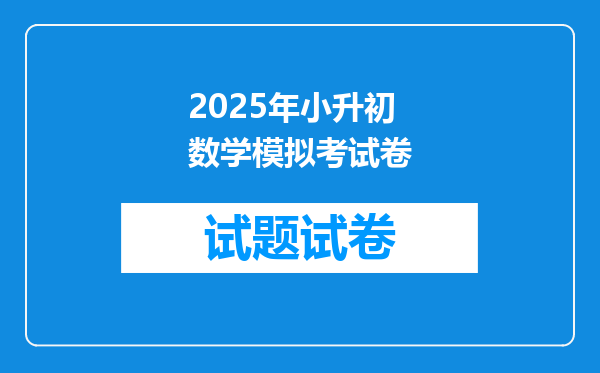 2025年小升初数学模拟考试卷