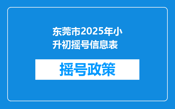 东莞市2025年小升初摇号信息表