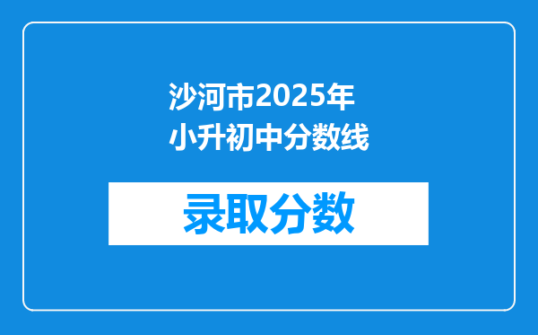 沙河市2025年小升初中分数线