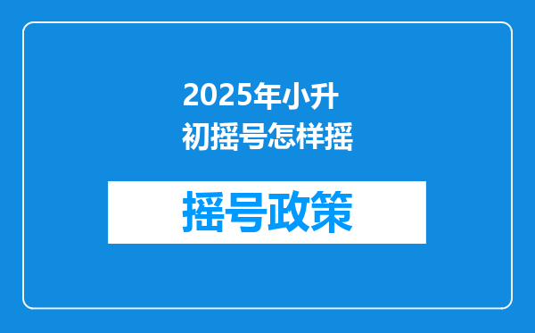 2025年小升初摇号怎样摇