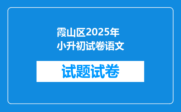 霞山区2025年小升初试卷语文