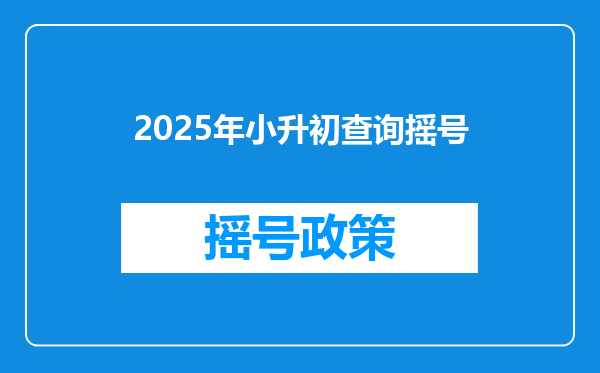 2025年小升初查询摇号