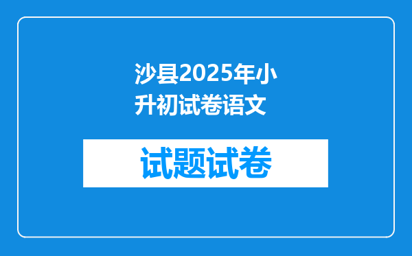 沙县2025年小升初试卷语文