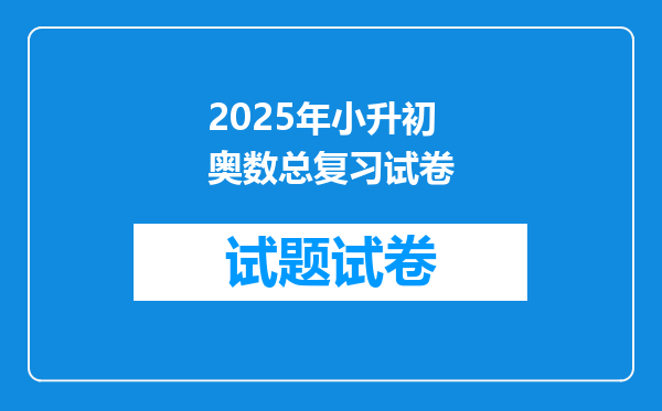 2025年小升初奥数总复习试卷