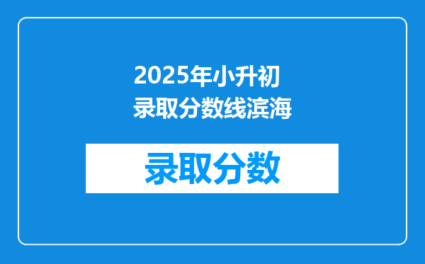 2025年小升初录取分数线滨海