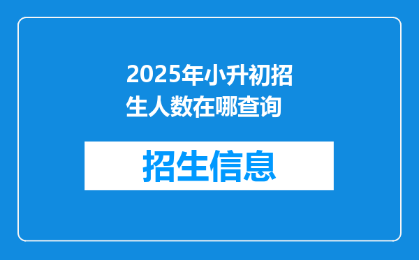 2025年小升初招生人数在哪查询