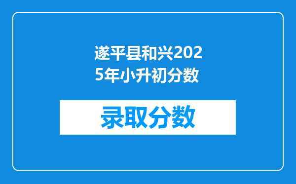 遂平县和兴2025年小升初分数