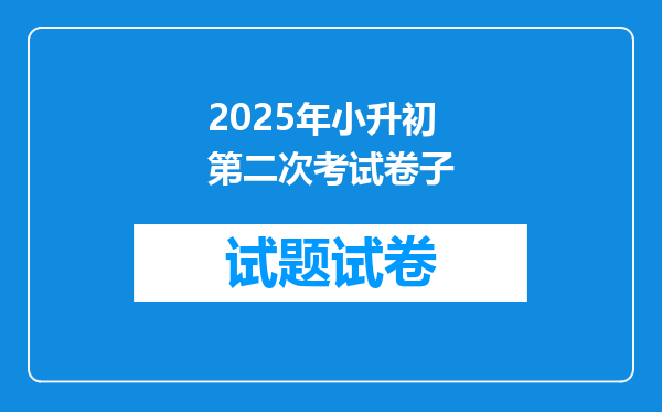 2025年小升初第二次考试卷子