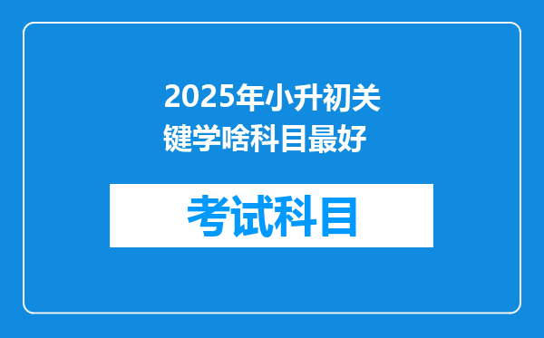 2025年小升初关键学啥科目最好