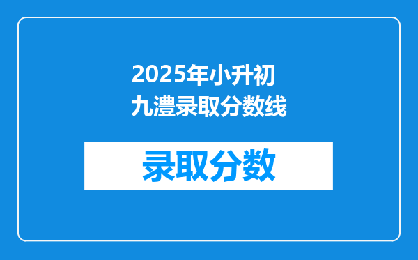 2025年小升初九澧录取分数线