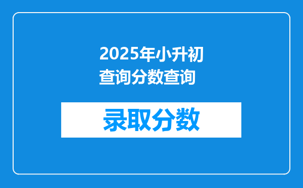 2025年小升初查询分数查询