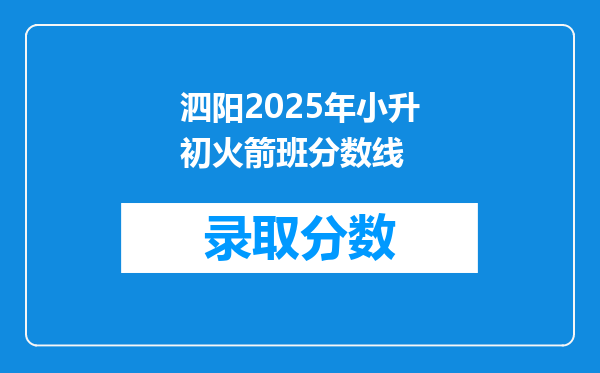 泗阳2025年小升初火箭班分数线