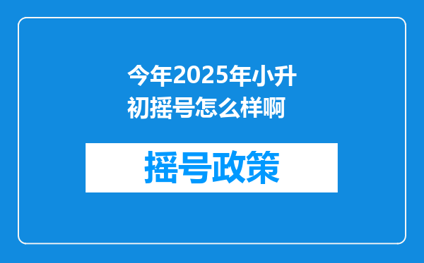 今年2025年小升初摇号怎么样啊