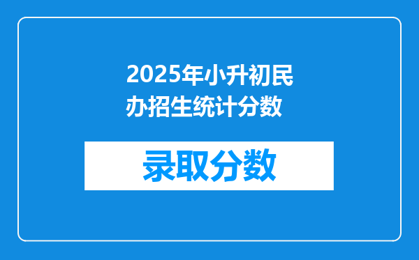 2025年小升初民办招生统计分数