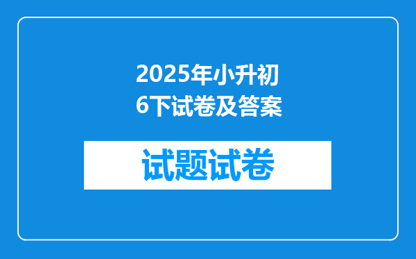 2025年小升初6下试卷及答案