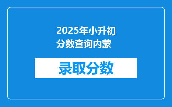 2025年小升初分数查询内蒙