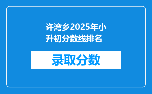 许湾乡2025年小升初分数线排名