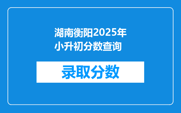 湖南衡阳2025年小升初分数查询