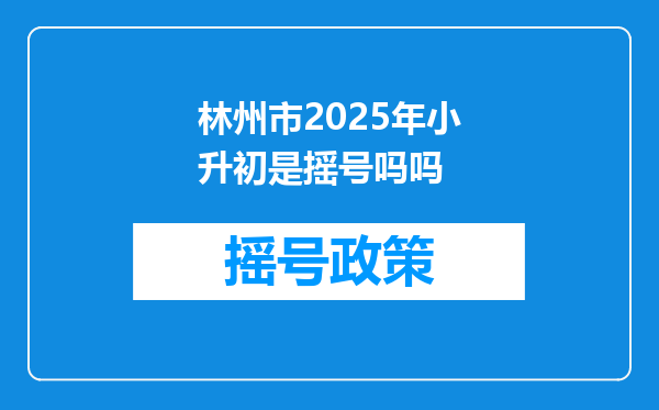 林州市2025年小升初是摇号吗吗