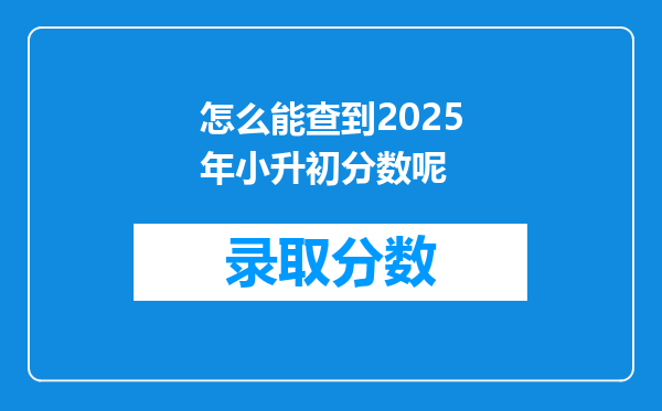 怎么能查到2025年小升初分数呢