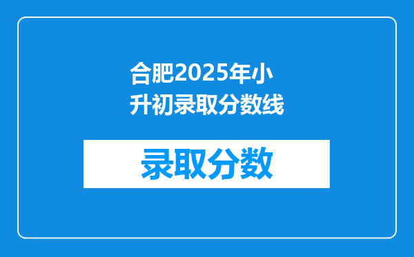 合肥2025年小升初录取分数线