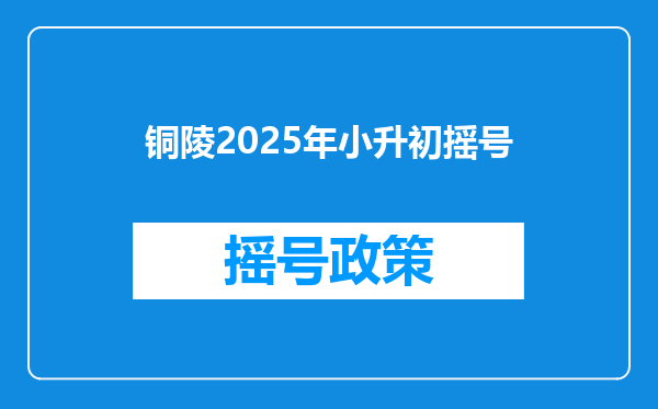 铜陵2025年小升初摇号