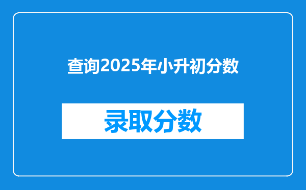 查询2025年小升初分数