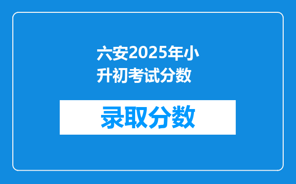 六安2025年小升初考试分数