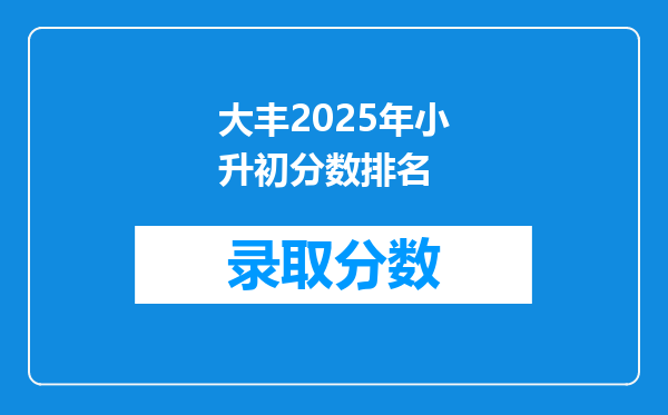 大丰2025年小升初分数排名