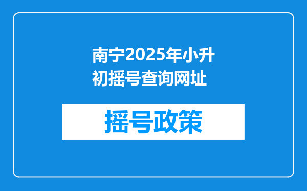 南宁2025年小升初摇号查询网址