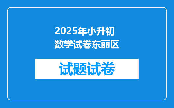 2025年小升初数学试卷东丽区