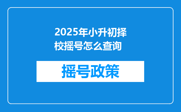 2025年小升初择校摇号怎么查询