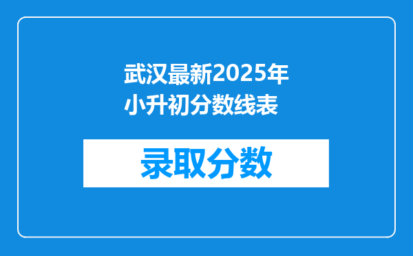 武汉最新2025年小升初分数线表